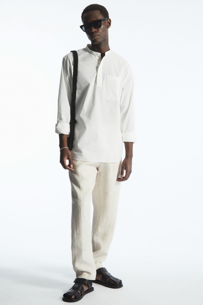 Pánské Košile COS Grandad-Collar Half-Placket Bílé | XJEL-06413