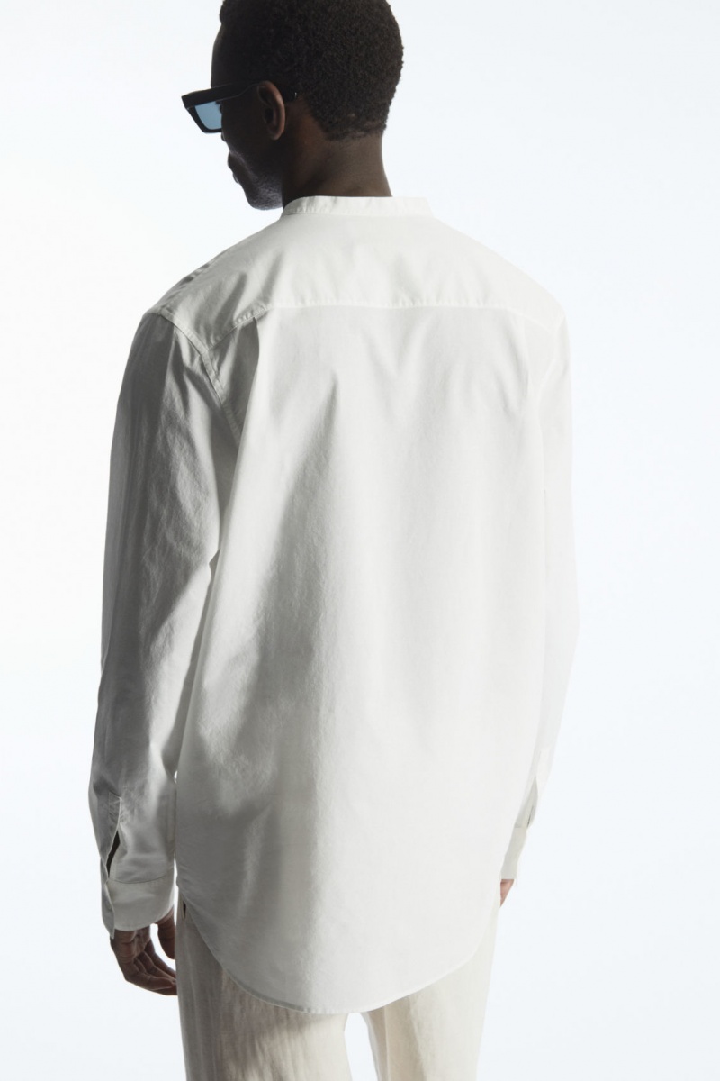 Pánské Košile COS Grandad-Collar Half-Placket Bílé | XJEL-06413