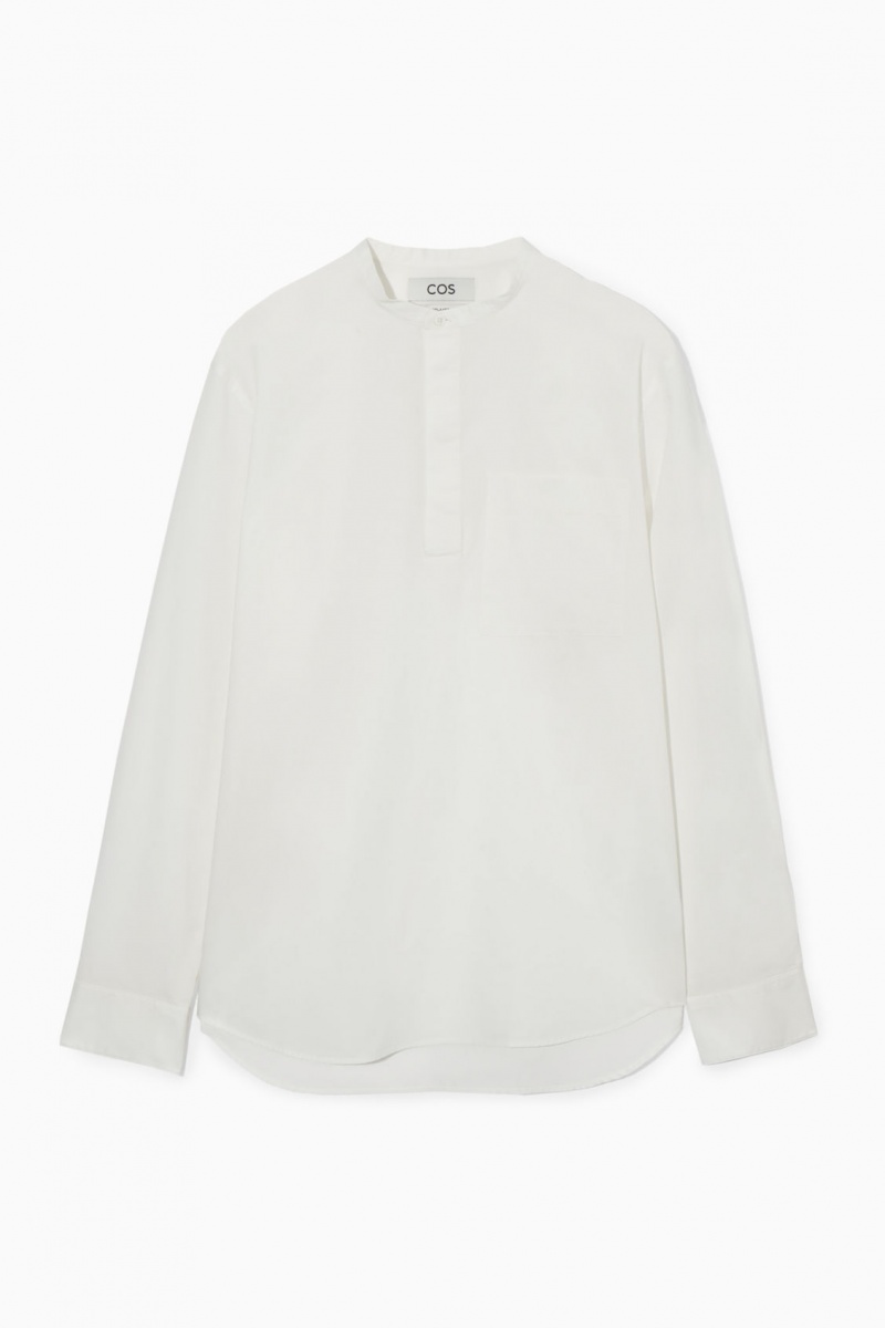Pánské Košile COS Grandad-Collar Half-Placket Bílé | XJEL-06413