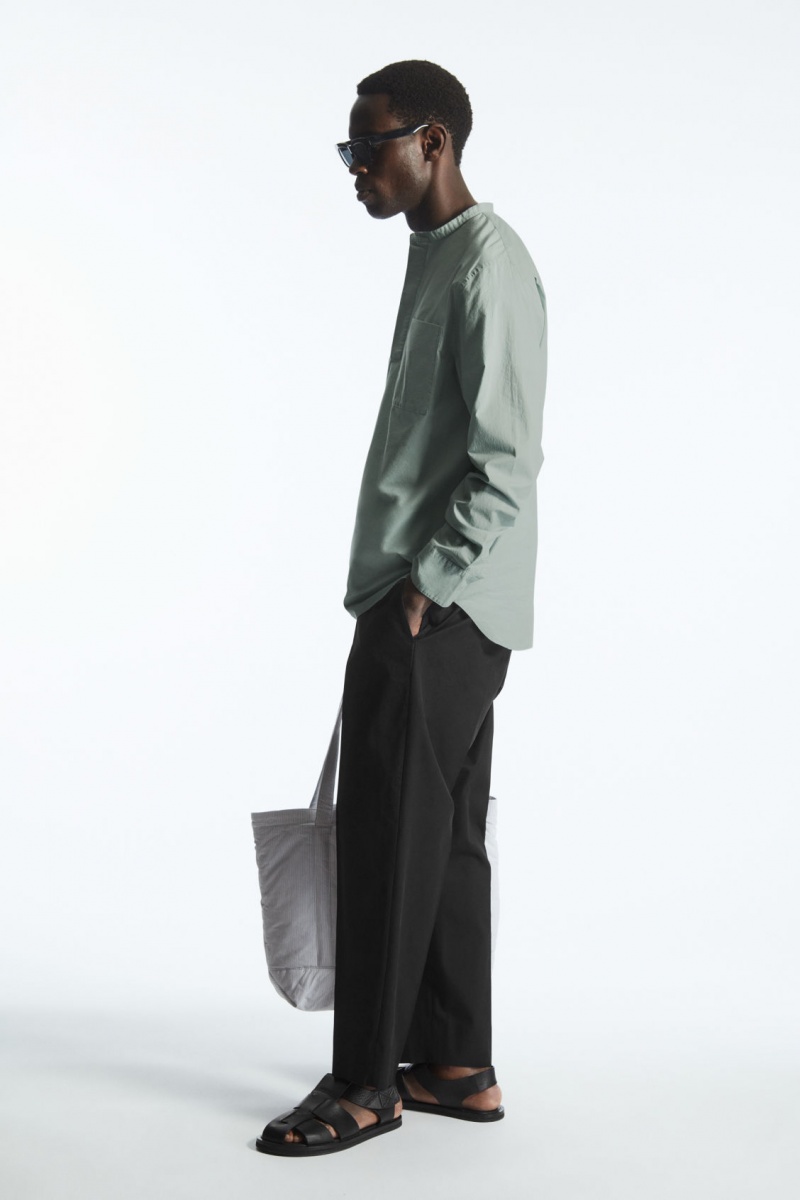 Pánské Košile COS Grandad-Collar Half-Placket Světle Tyrkysové | BLIQ-54780