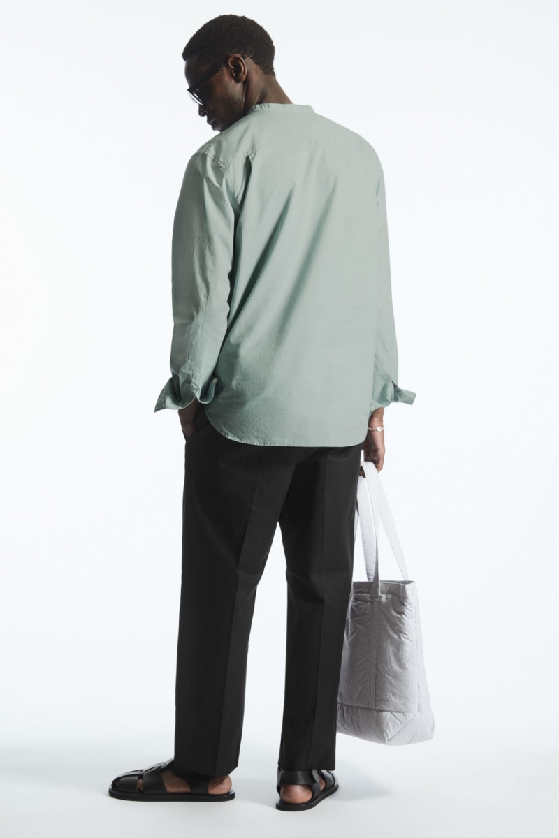 Pánské Košile COS Grandad-Collar Half-Placket Světle Tyrkysové | BLIQ-54780