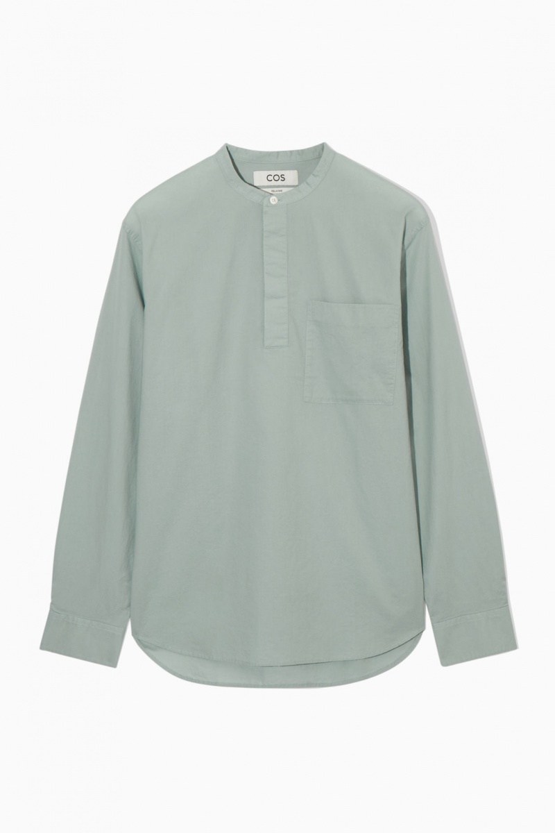 Pánské Košile COS Grandad-Collar Half-Placket Světle Tyrkysové | BLIQ-54780