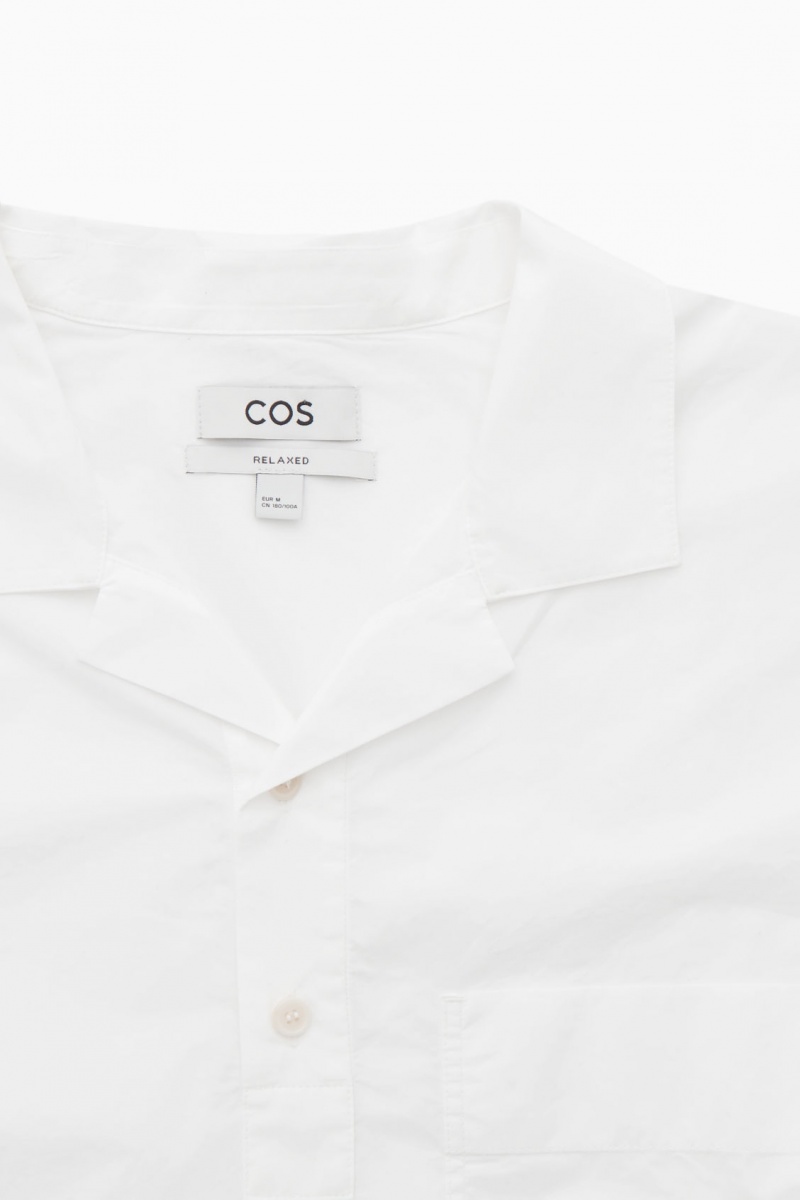 Pánské Košile COS Half-Placket Krátké-Sleeved Bílé | GEWJ-51984