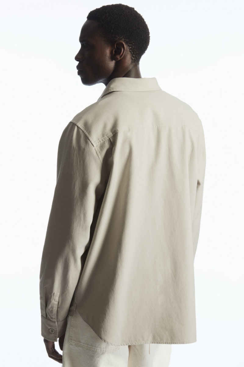 Pánské Košile COS Half-Placket Utility Overshirt Béžový | EXUO-08724