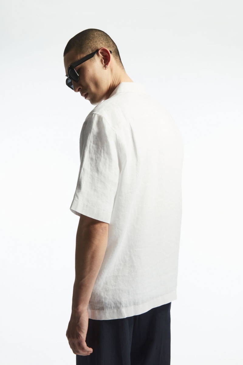 Pánské Košile COS Krátké-Sleeved Linen Bílé | RKLU-80492