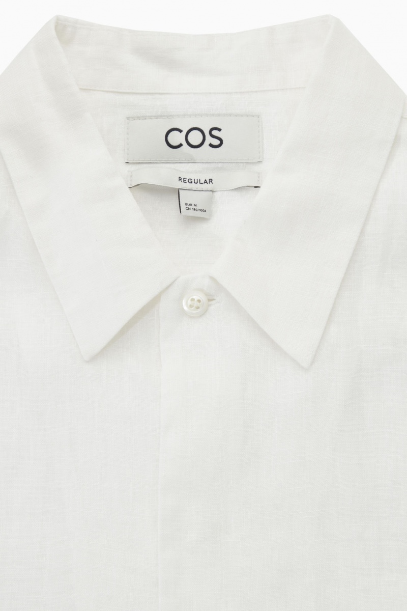 Pánské Košile COS Krátké-Sleeved Linen Bílé | RKLU-80492