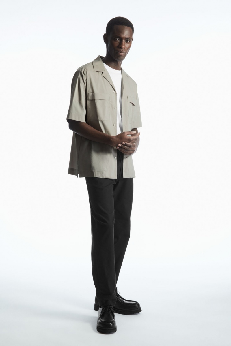 Pánské Košile COS Krátké-Sleeved Utility Šedé | HLVX-21036
