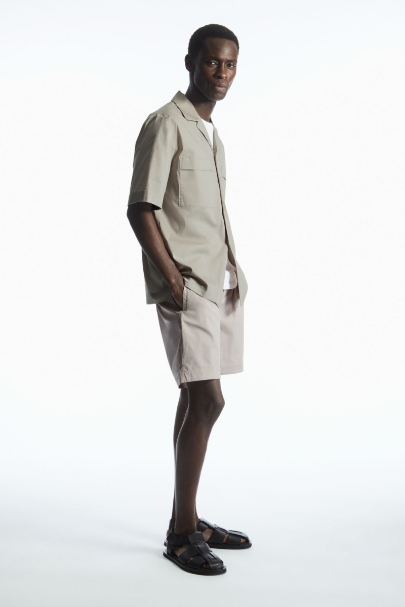 Pánské Košile COS Krátké-Sleeved Utility Šedé | HLVX-21036