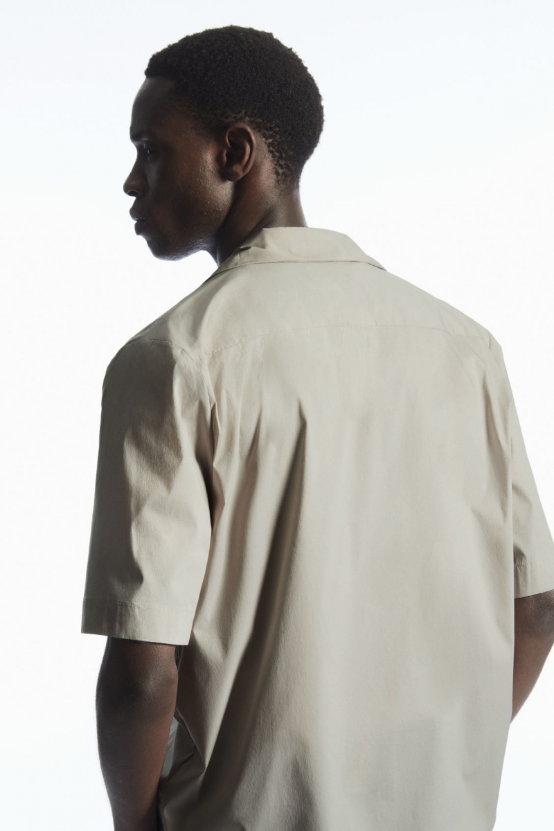 Pánské Košile COS Krátké-Sleeved Utility Šedé | HLVX-21036
