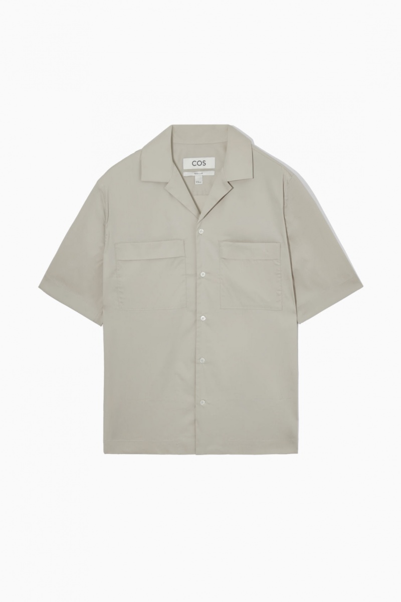 Pánské Košile COS Krátké-Sleeved Utility Šedé | HLVX-21036