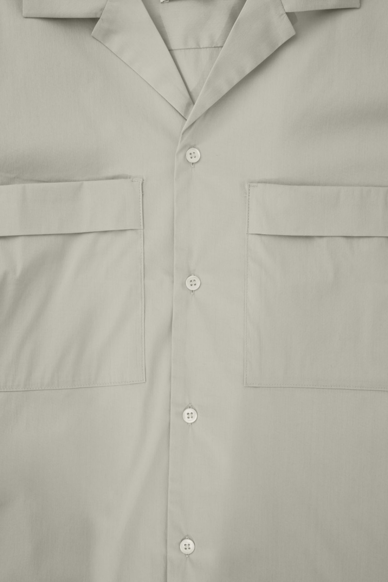 Pánské Košile COS Krátké-Sleeved Utility Šedé | HLVX-21036