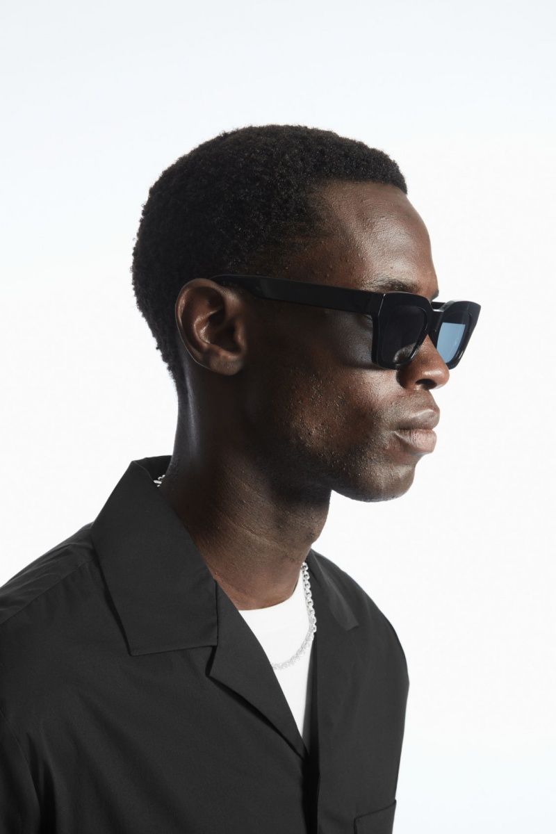 Pánské Košile COS Krátké-Sleeved Utility Černé | QSWF-23085