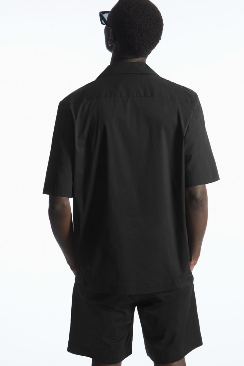 Pánské Košile COS Krátké-Sleeved Utility Černé | QSWF-23085