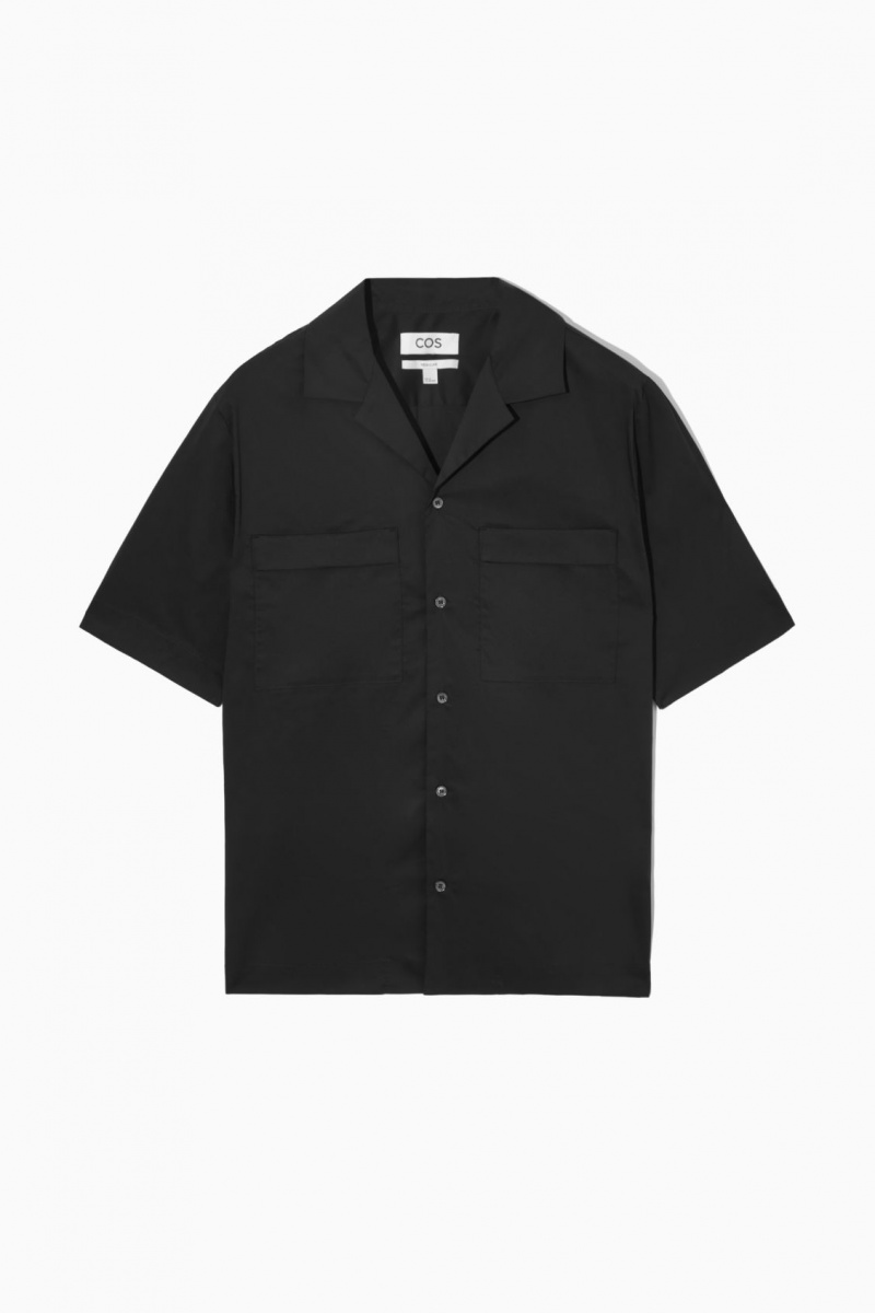 Pánské Košile COS Krátké-Sleeved Utility Černé | QSWF-23085