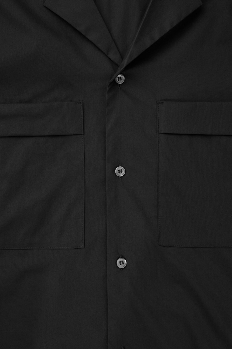 Pánské Košile COS Krátké-Sleeved Utility Černé | QSWF-23085
