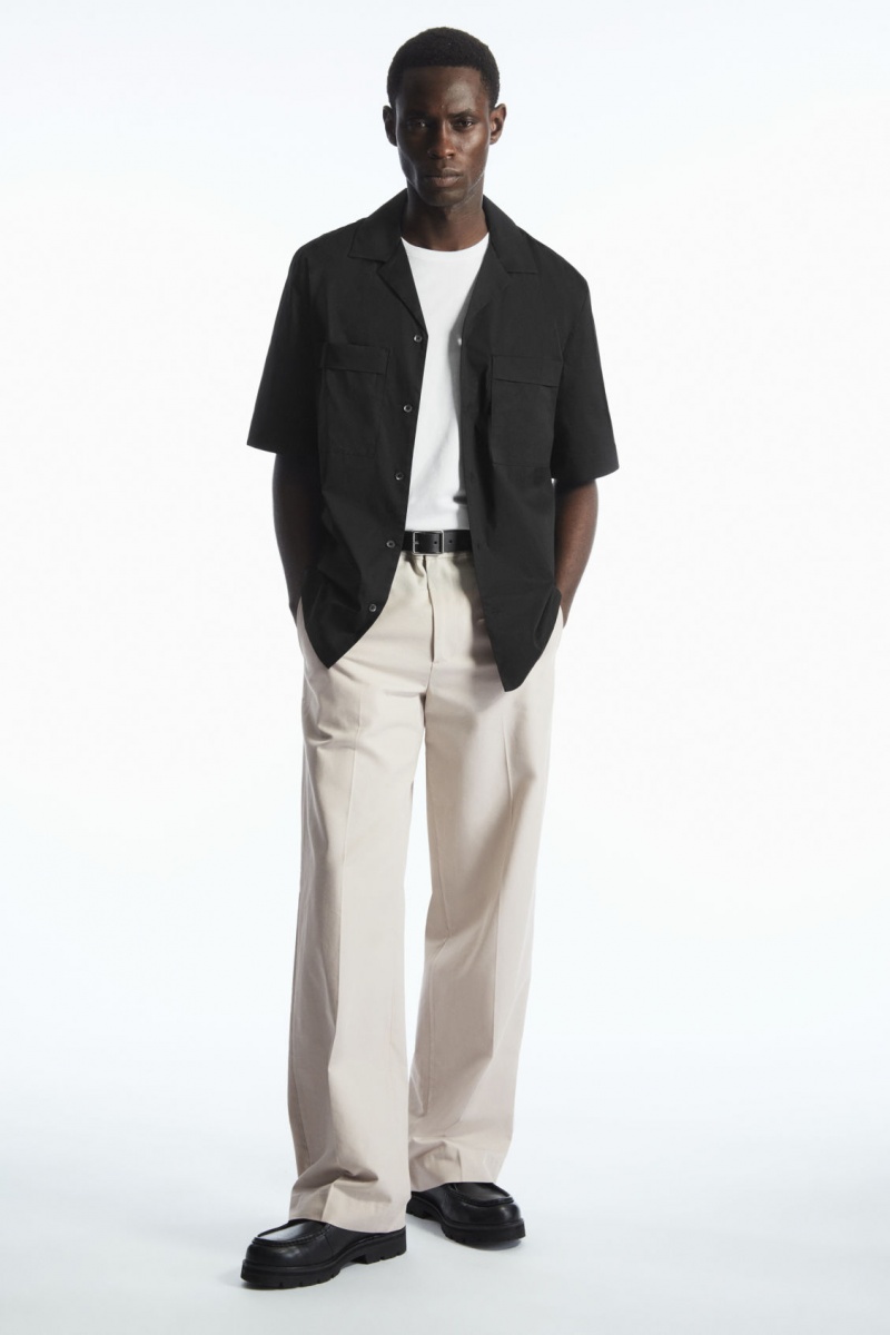 Pánské Košile COS Krátké-Sleeved Utility Černé | QSWF-23085