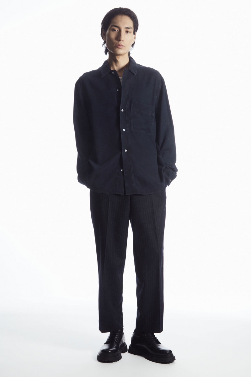 Pánské Košile COS Lehké Denim Tmavě Blankyt | EQHD-90854