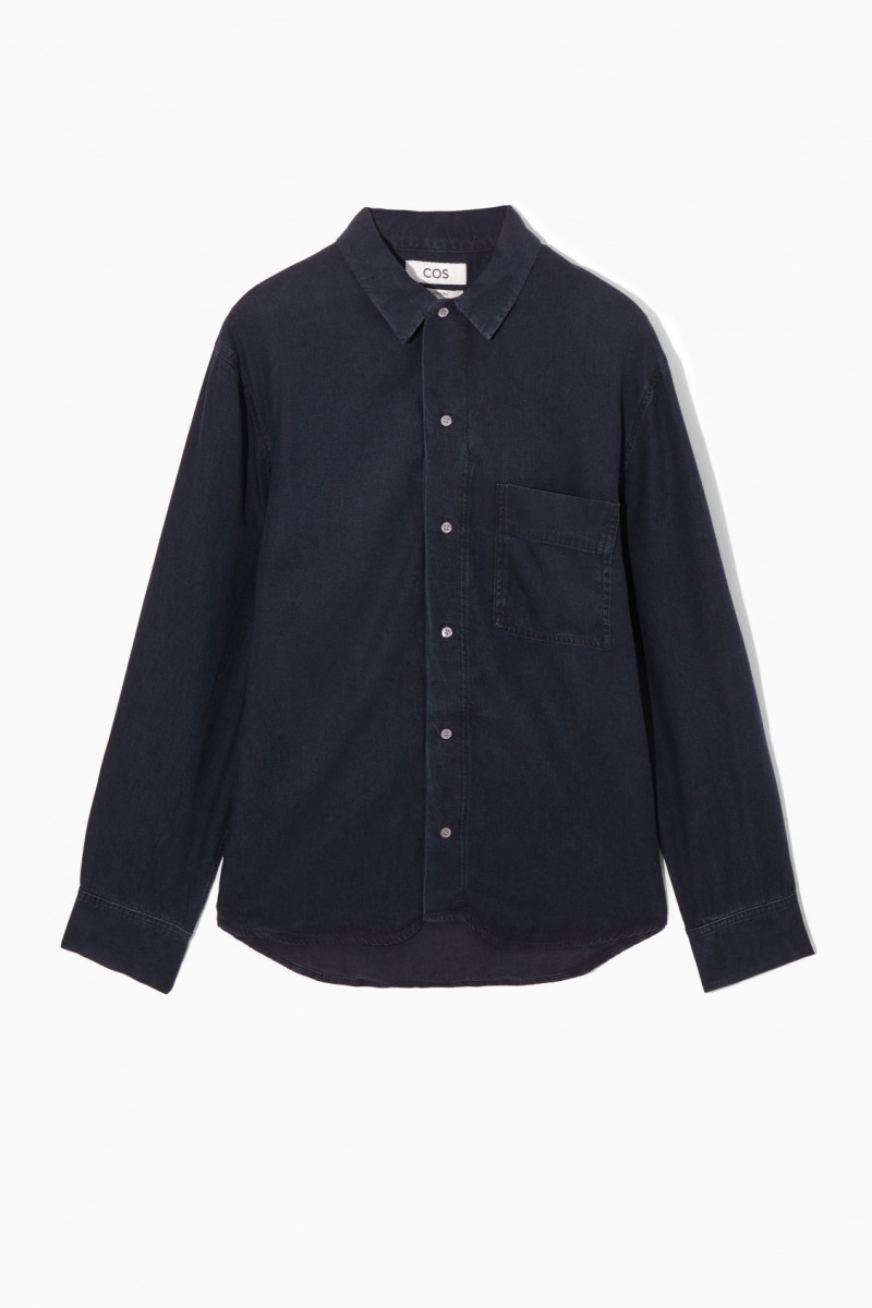Pánské Košile COS Lehké Denim Tmavě Blankyt | EQHD-90854