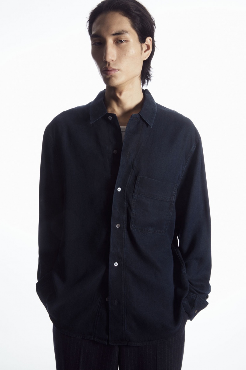 Pánské Košile COS Lehké Denim Tmavě Blankyt | EQHD-90854