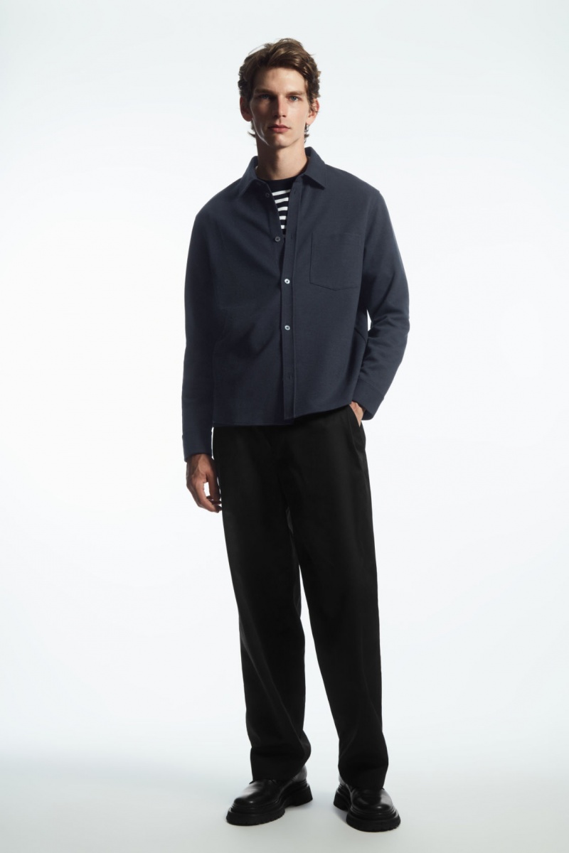 Pánské Košile COS Patch-Pocket Jersey Tmavě Blankyt | STEI-58037