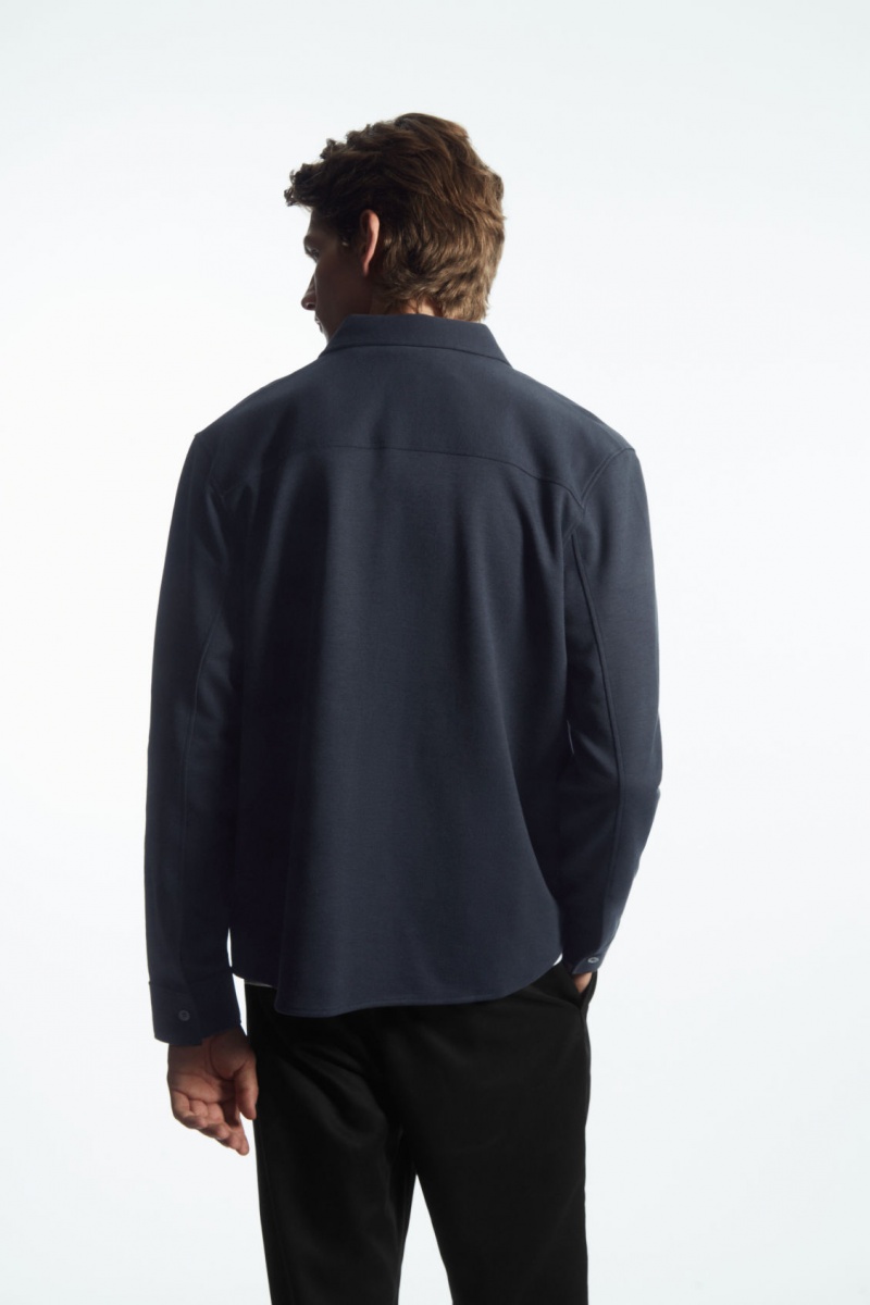 Pánské Košile COS Patch-Pocket Jersey Tmavě Blankyt | STEI-58037