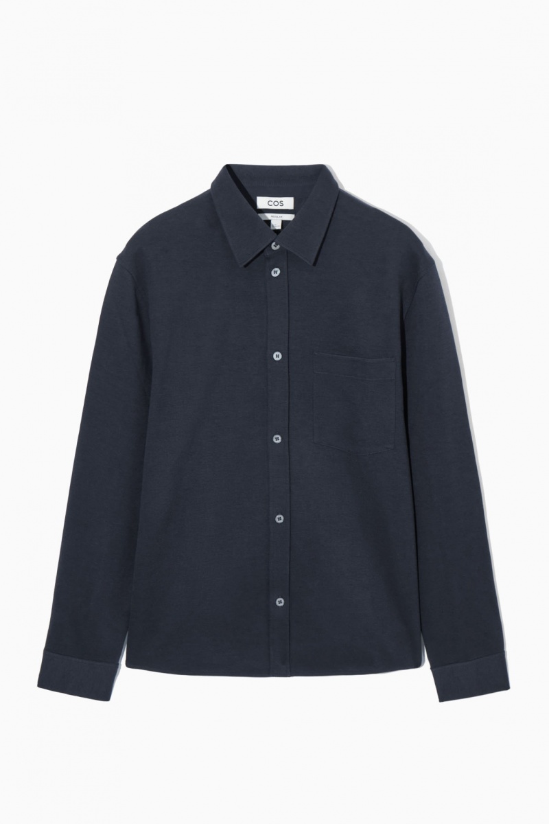Pánské Košile COS Patch-Pocket Jersey Tmavě Blankyt | STEI-58037