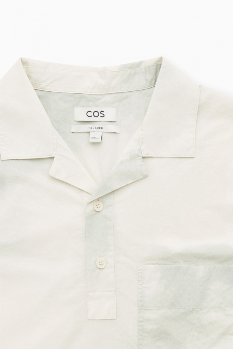 Pánské Košile COS Printed Half-Placket Krátké-Sleeved Bílé Zelene | SRPV-57362