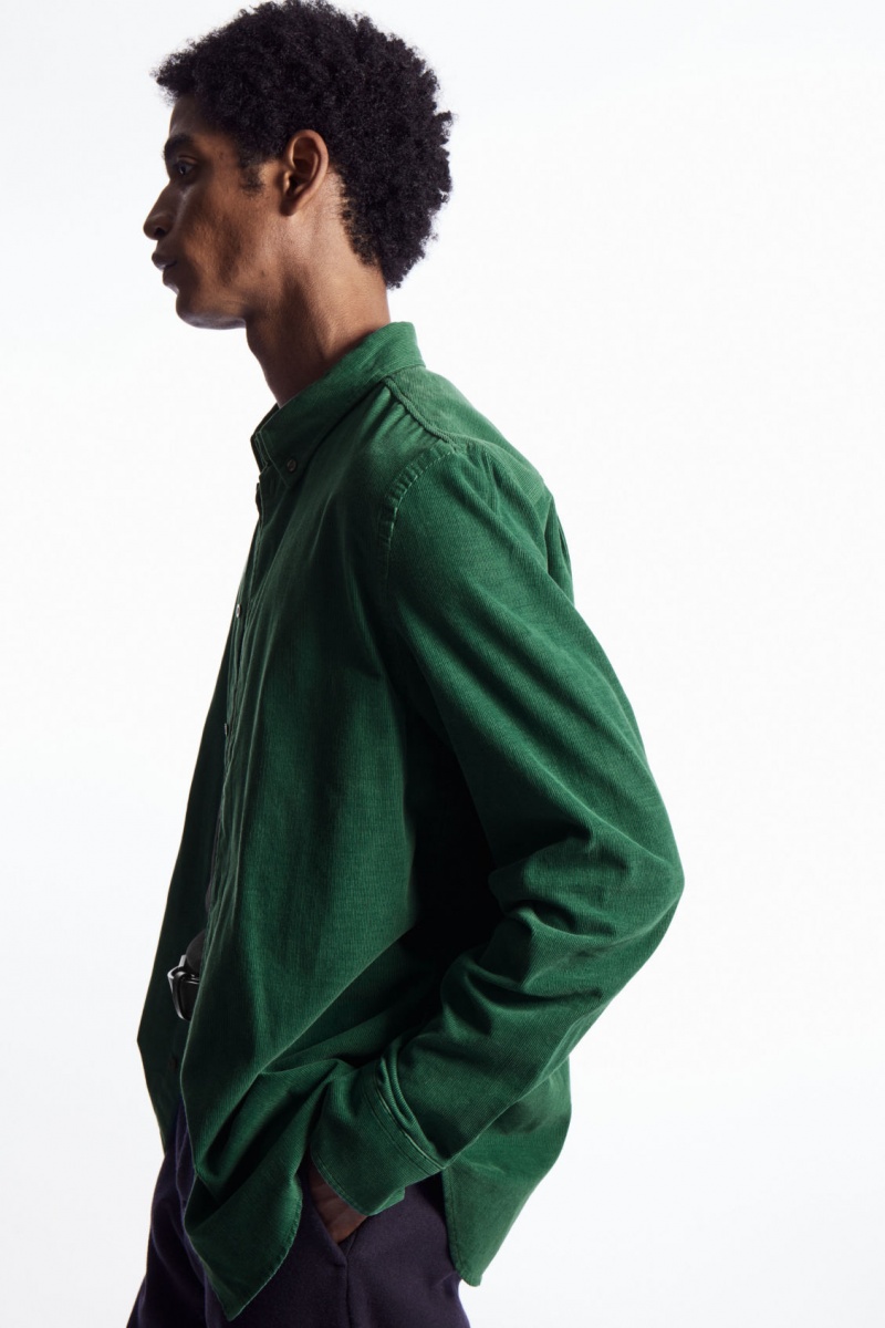 Pánské Košile COS Regular-Fit Corduroy Tmavě Zelene | ERQJ-49675