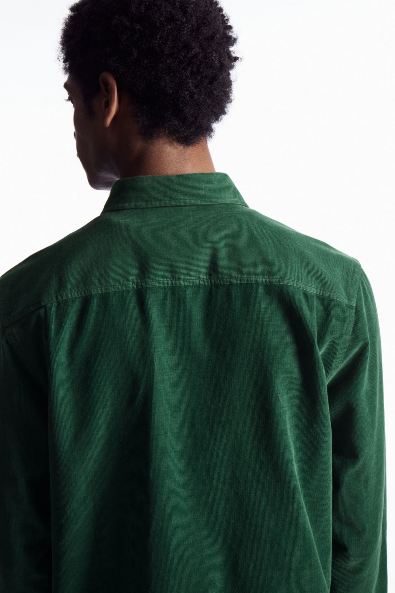 Pánské Košile COS Regular-Fit Corduroy Tmavě Zelene | ERQJ-49675