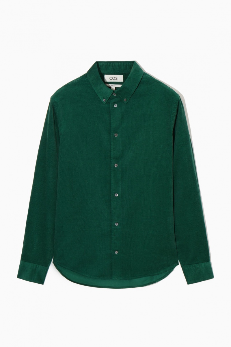 Pánské Košile COS Regular-Fit Corduroy Tmavě Zelene | ERQJ-49675