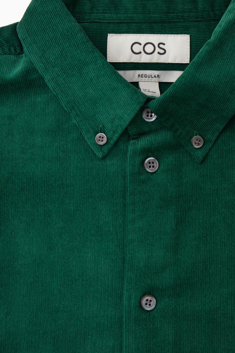 Pánské Košile COS Regular-Fit Corduroy Tmavě Zelene | ERQJ-49675