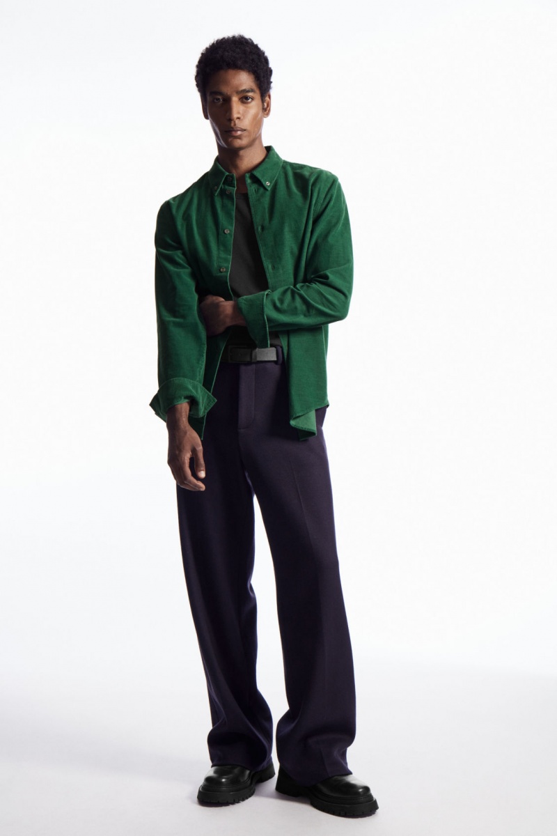 Pánské Košile COS Regular-Fit Corduroy Tmavě Zelene | ERQJ-49675