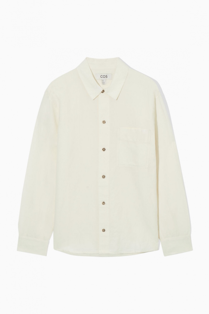 Pánské Košile COS Textured Linen-Blend Bílé | YCLA-19072