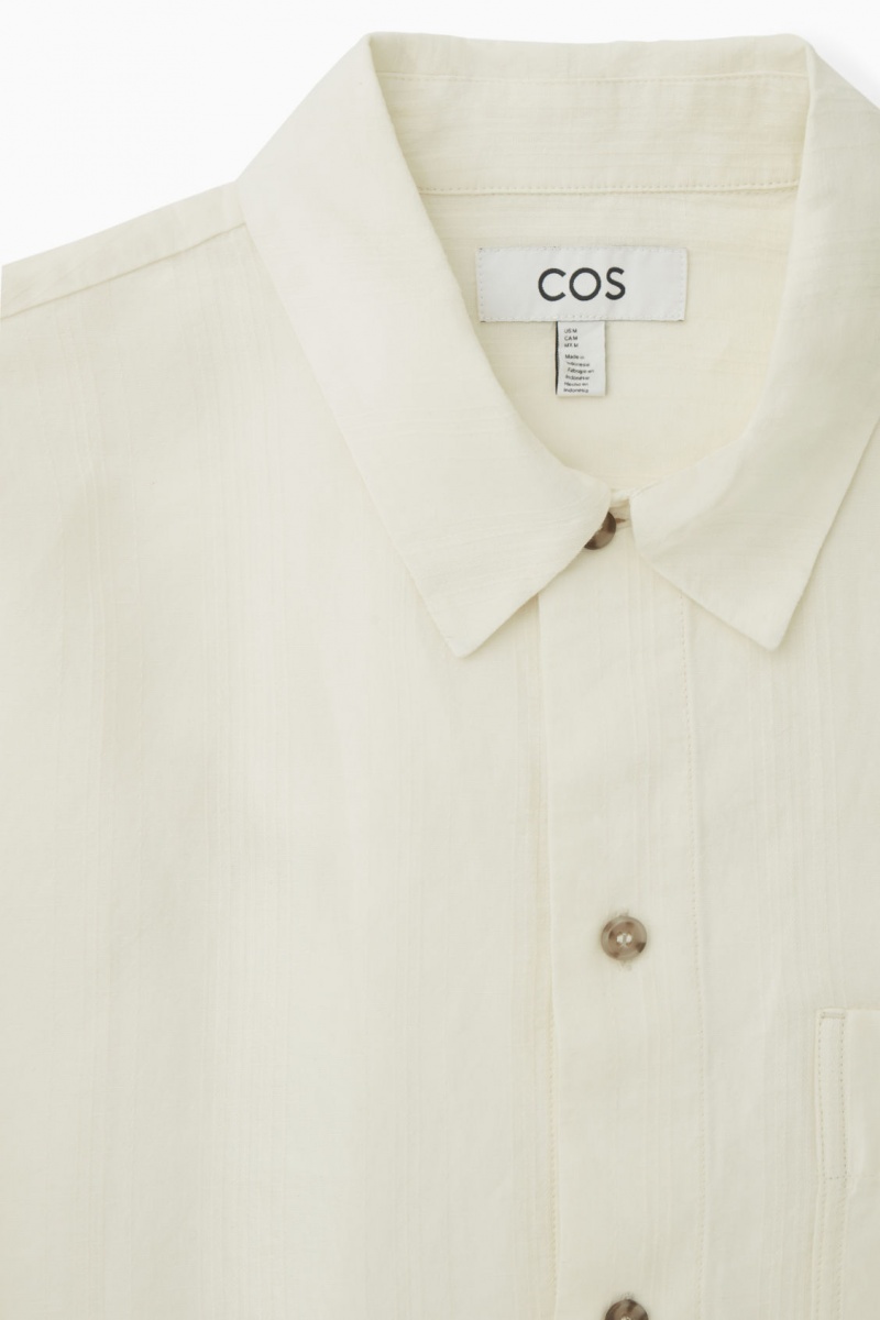 Pánské Košile COS Textured Linen-Blend Bílé | YCLA-19072