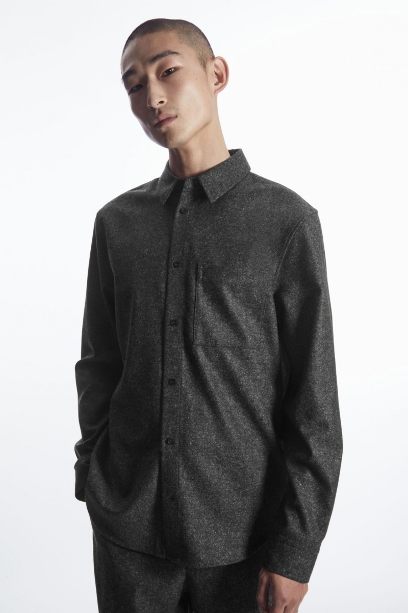 Pánské Košile COS Textured Vlna-Jacquard Šedé Bílé | HMRF-46751