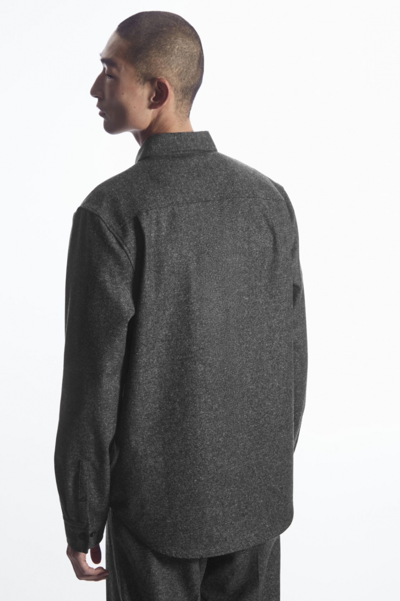 Pánské Košile COS Textured Vlna-Jacquard Šedé Bílé | HMRF-46751