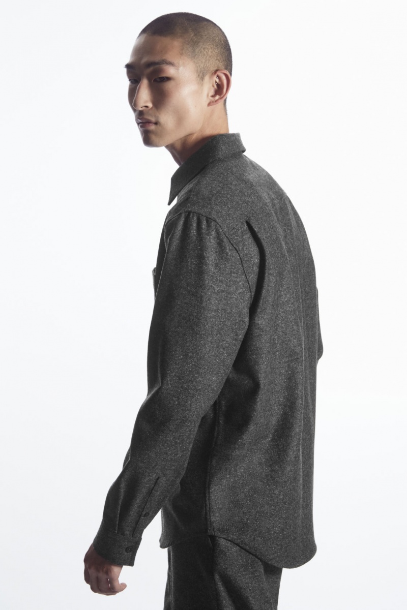 Pánské Košile COS Textured Vlna-Jacquard Šedé Bílé | HMRF-46751
