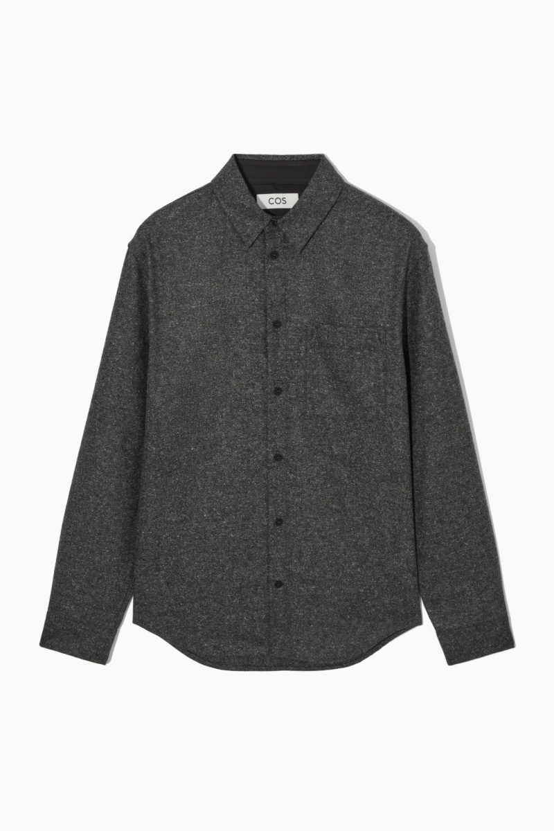 Pánské Košile COS Textured Vlna-Jacquard Šedé Bílé | HMRF-46751