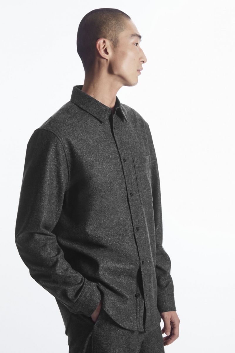 Pánské Košile COS Textured Vlna-Jacquard Šedé Bílé | HMRF-46751
