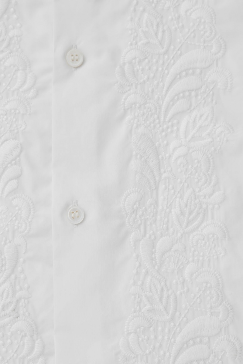 Pánské Košile COS The Embroidered Krátké-Sleeved Bílé | SGBP-56473