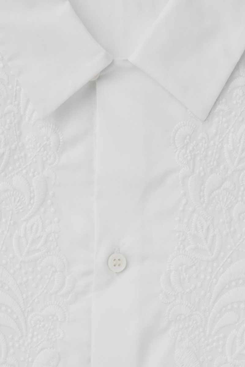 Pánské Košile COS The Embroidered Krátké-Sleeved Bílé | SGBP-56473