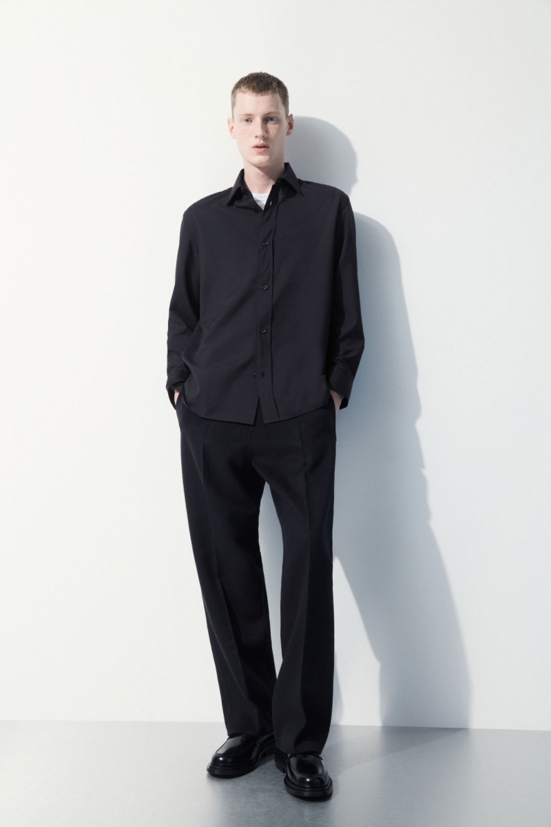Pánské Košile COS The Tailored Vlna Tmavě Blankyt | ACJH-20581