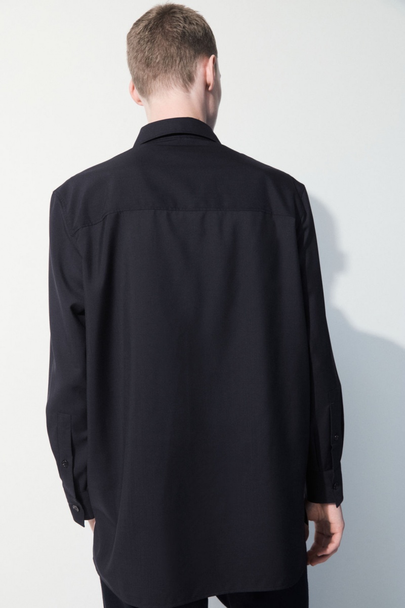 Pánské Košile COS The Tailored Vlna Tmavě Blankyt | ACJH-20581