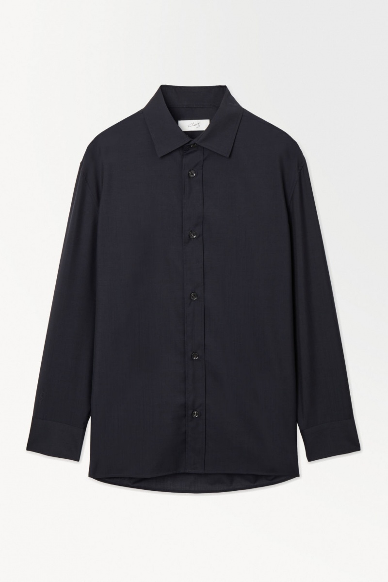 Pánské Košile COS The Tailored Vlna Tmavě Blankyt | ACJH-20581