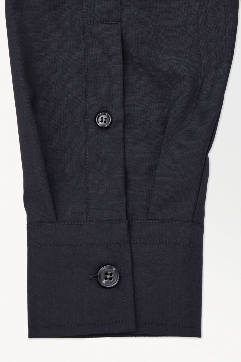 Pánské Košile COS The Tailored Vlna Tmavě Blankyt | ACJH-20581