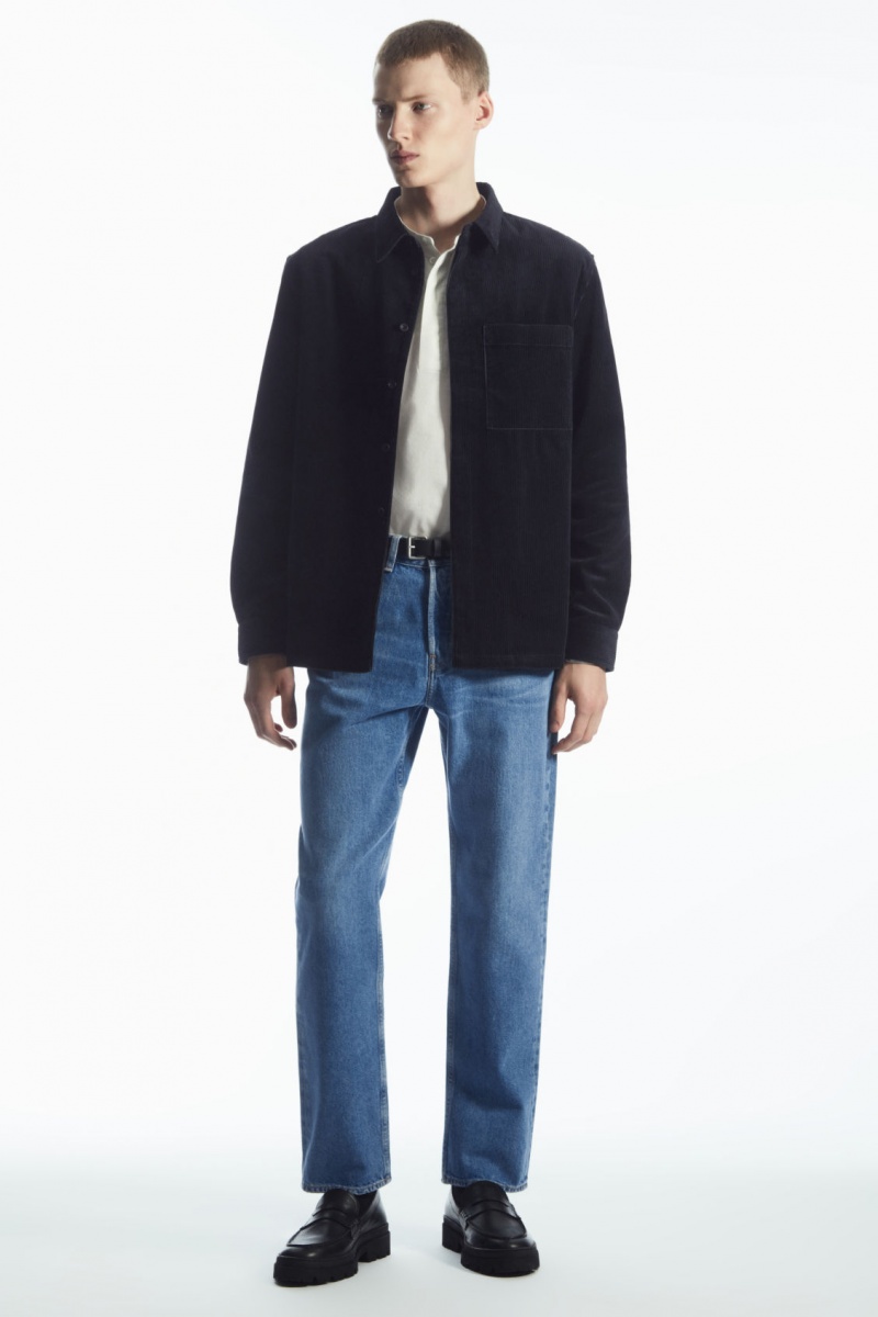Pánské Košile COS Utility-Style Corduroy Overshirt Tmavě Blankyt | WDFN-46730