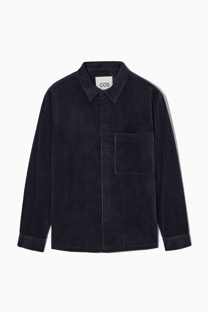 Pánské Košile COS Utility-Style Corduroy Overshirt Tmavě Blankyt | WDFN-46730