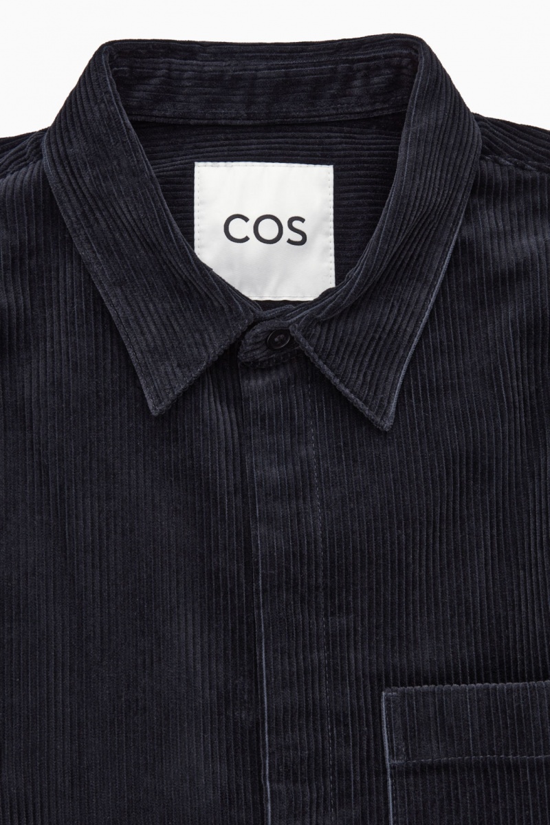 Pánské Košile COS Utility-Style Corduroy Overshirt Tmavě Blankyt | WDFN-46730