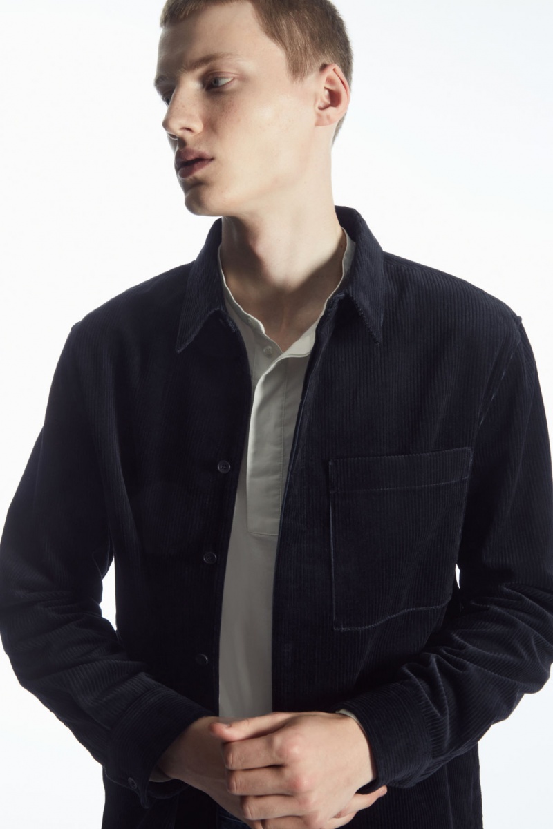 Pánské Košile COS Utility-Style Corduroy Overshirt Tmavě Blankyt | WDFN-46730
