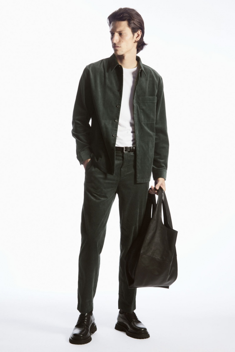 Pánské Košile COS Utility-Style Corduroy Overshirt Tmavě Zelene | RSPV-25394